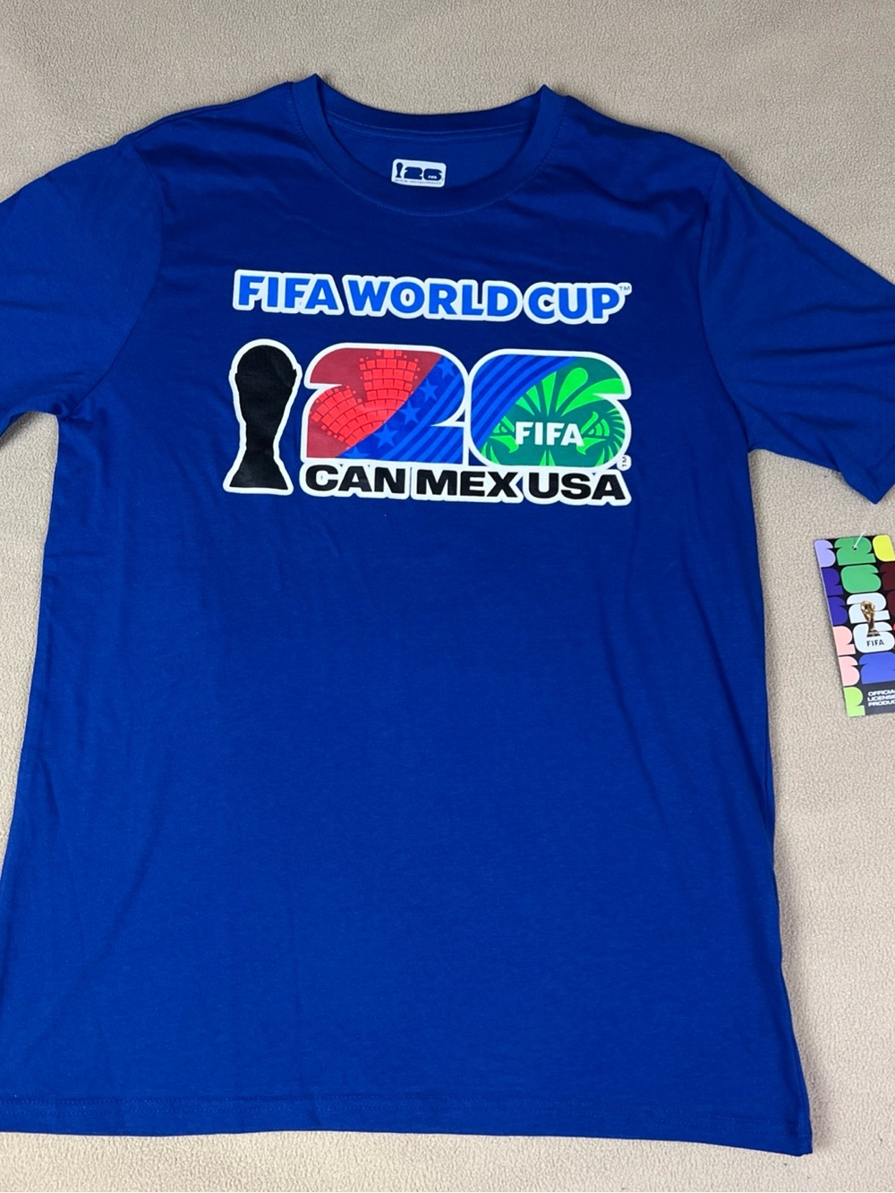 Fifa World Cup 2026 Soccer T-Shirt, 100% Cotton, Blue. Men's Sz M.